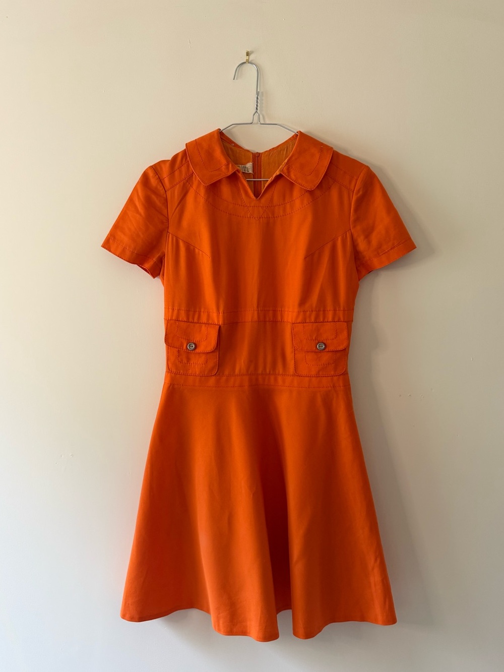 Vintage Laurenz Trupal Orange Mod Mini Dress Diolen 60s 70s Collector Piece
